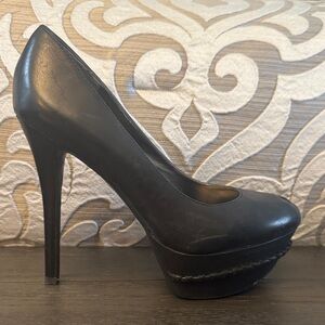 Carlos by Carlos Santana Black Leather Platform Stiletto Pump